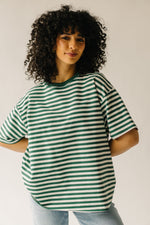 The Dugan Oversized Striped Tee in Ivory + Green