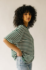 The Dugan Oversized Striped Tee in Ivory + Green