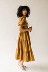 The Brenda Bubble Sleeved Midi Dress in Caramel