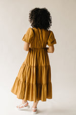 The Brenda Bubble Sleeved Midi Dress in Caramel