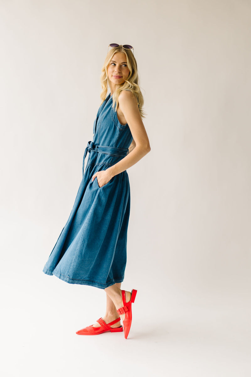 The Anderson Button-Down Midi Dress in Denim