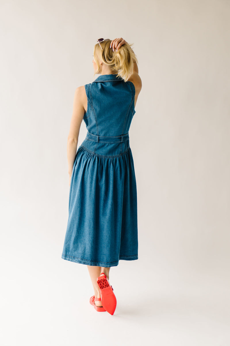 The Anderson Button-Down Midi Dress in Denim