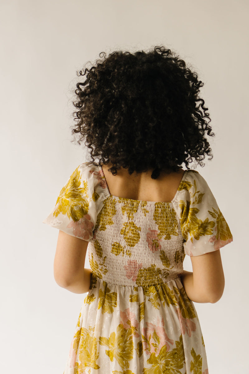 The Winnie Floral Midi Dress in Olive Oasis