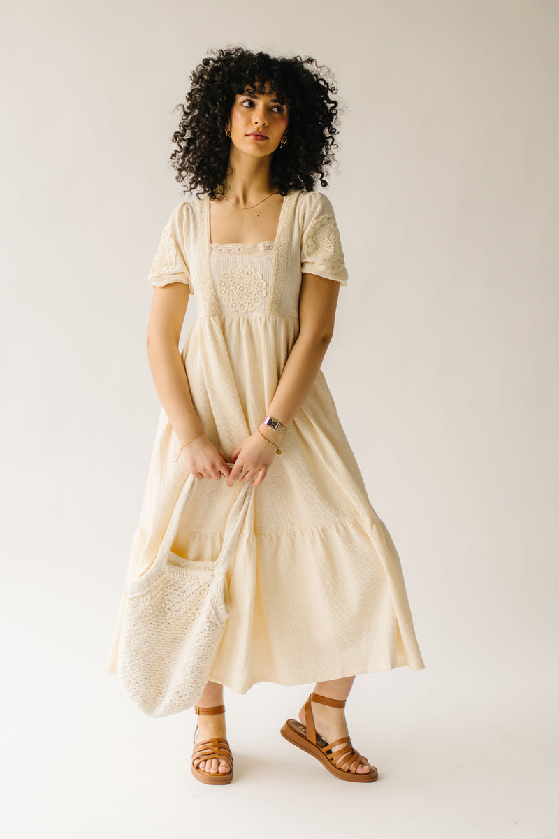 The Dorwin Trim Detail Midi Dress in Cream