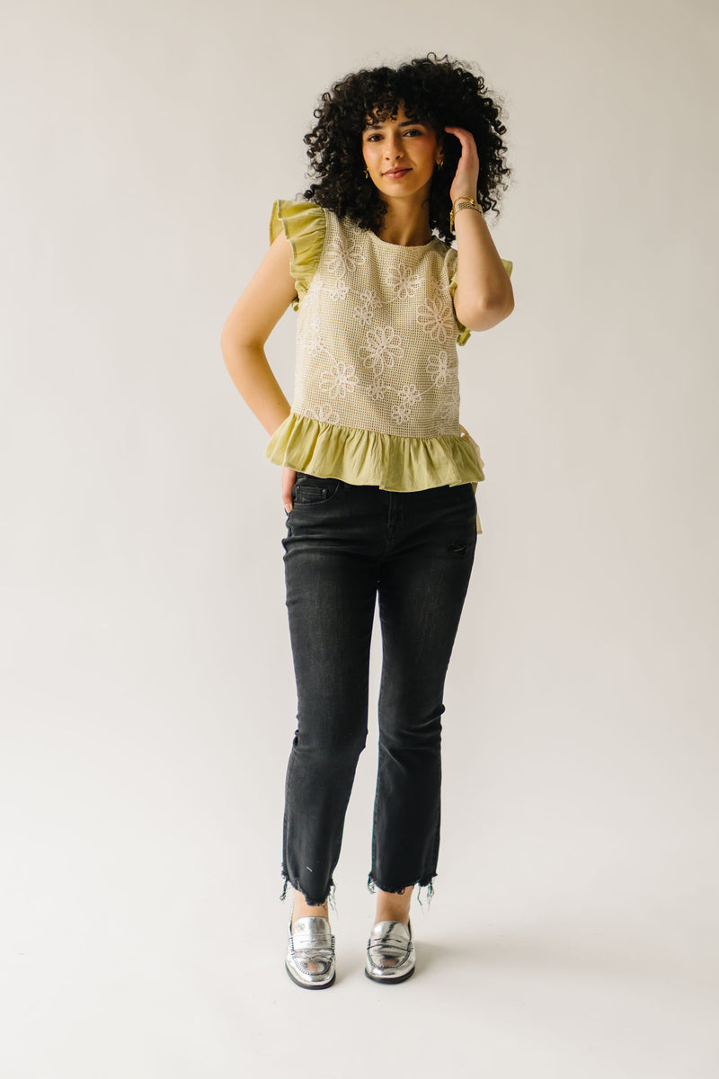 The Florian Crochet Lace Blouse in Pear Green