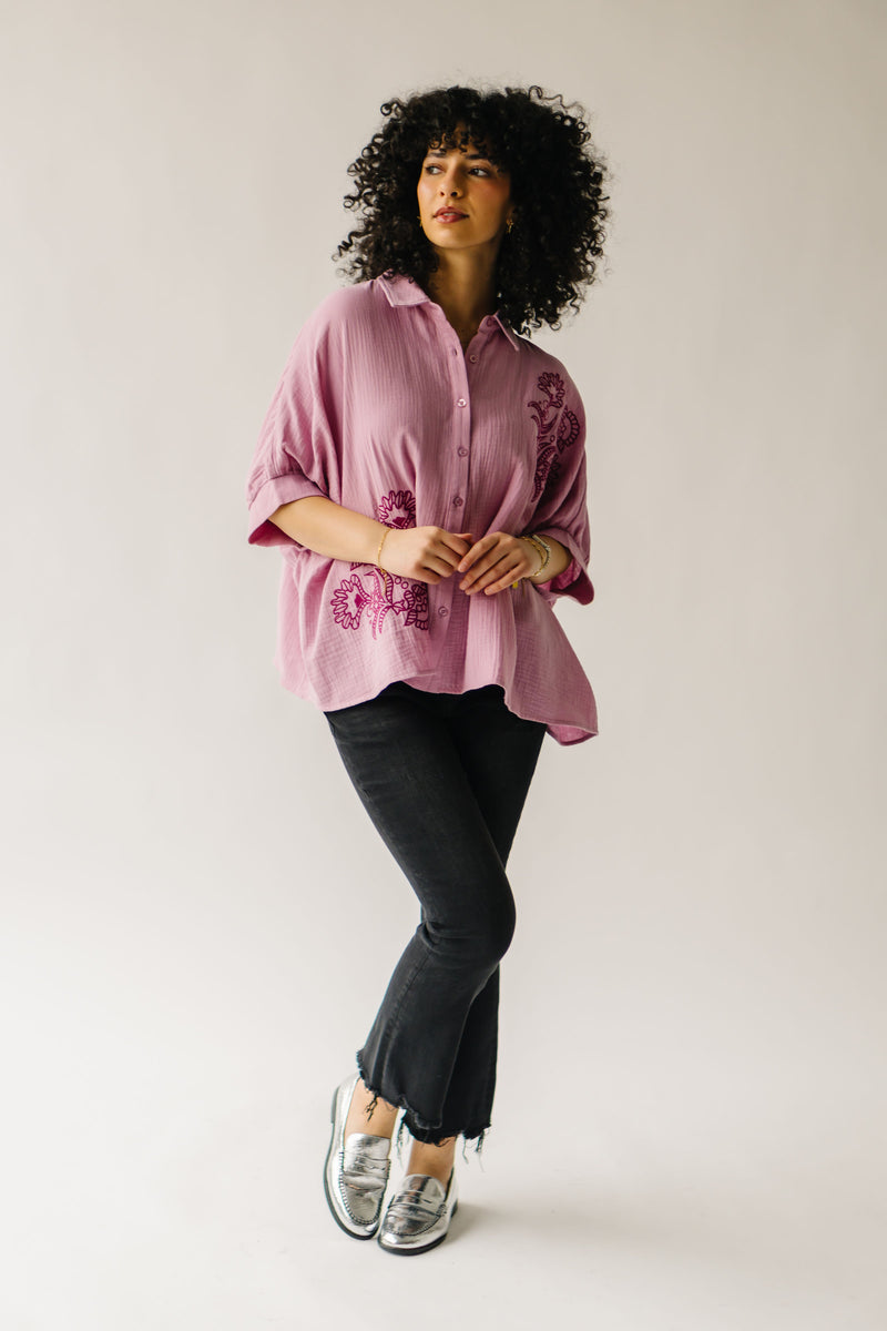 The Laila Dolman Sleeve Blouse in Lipstick Pink