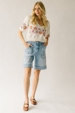 The Raquel Cuffed Hem Short in Light Blue