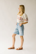 The Raquel Cuffed Hem Short in Light Blue