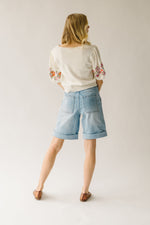 The Raquel Cuffed Hem Short in Light Blue