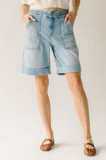 The Raquel Cuffed Hem Short in Light Blue