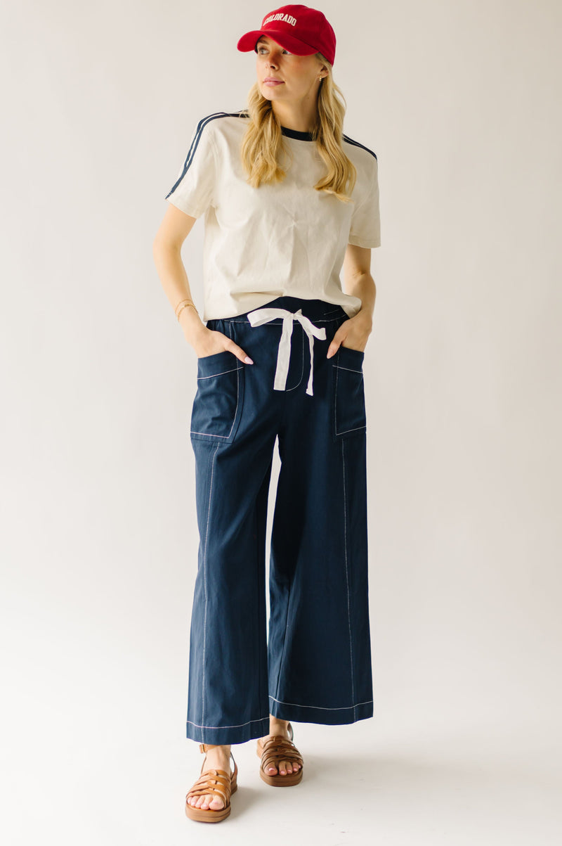 The Lena Contrast Stitch Pant in Navy