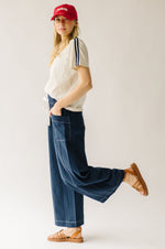 The Lena Contrast Stitch Pant in Navy