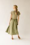 The Murdock Pointelle Knit Midi Dress in Olive