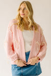 The Stegner Ribbon Knit Cardigan in Pink