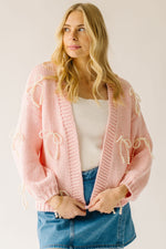 The Stegner Ribbon Knit Cardigan in Pink