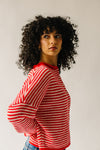 The Riggs Button-Down Sweater in Ivory + Red Mini Stripe