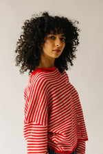 The Riggs Button-Down Sweater in Ivory + Red Mini Stripe