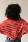 The Riggs Button-Down Sweater in Ivory + Red Mini Stripe