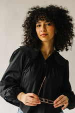 The Granby Collared Button-Up Blouse in Black