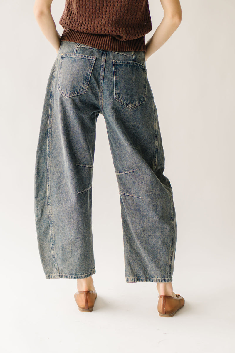 The Hagans Mid Rise Barrel Jean in Rustic Denim