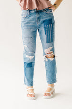 The Laiken High Rise Boyfriend Crop Jean in Patchwork