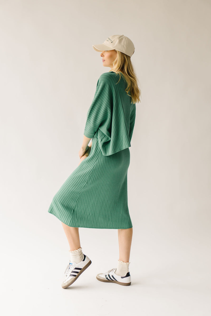 The Dinora Ribbed Blouse + Dress Set in Pistachio