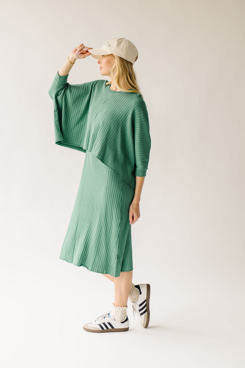 The Dinora Ribbed Blouse + Dress Set in Pistachio