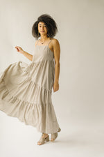 The Helton Plaid Tank Maxi Dress in Taupe