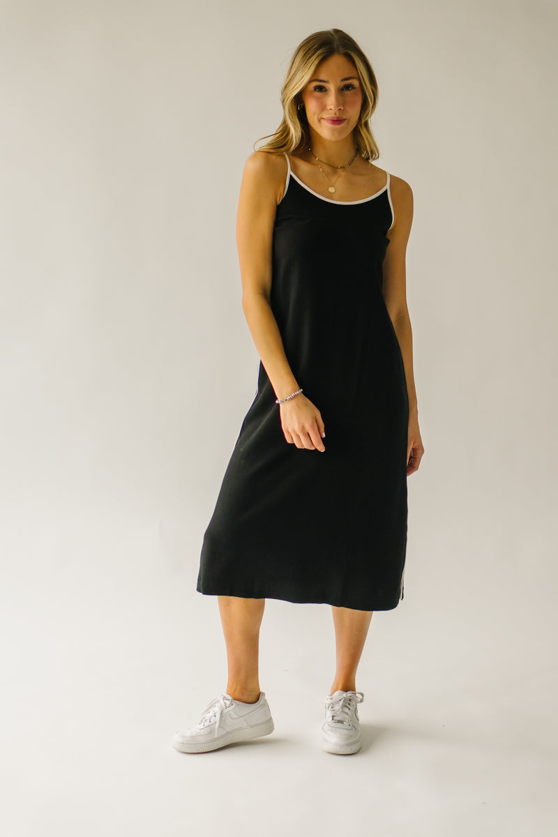 The Neslin Linen Midi Dress in Black Combo