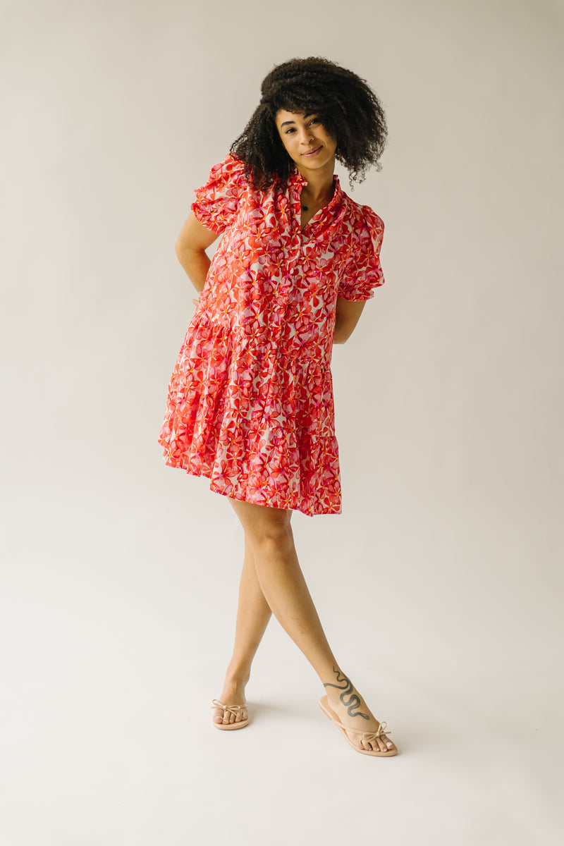 The Dibble Button Down Dress in Red Floral