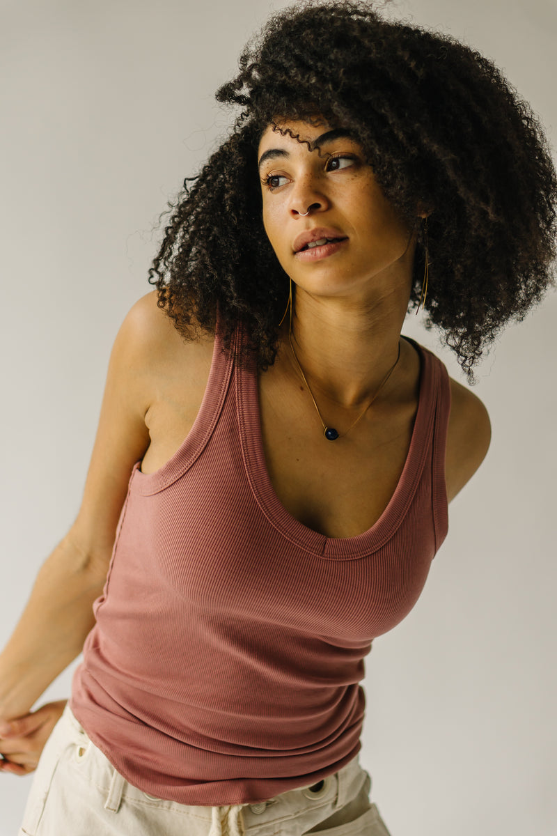 The Kelm Ribbed Knit Tank in Mauve