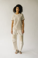 The Barnaby Striped Knit Tee in Ivory + Taupe
