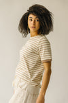 The Barnaby Striped Knit Tee in Ivory + Taupe