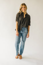 The Lowen Oversized Button-Up Blouse in Washed Black