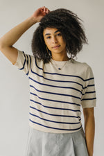 The Torin Striped Sweater in Ivory + Navy