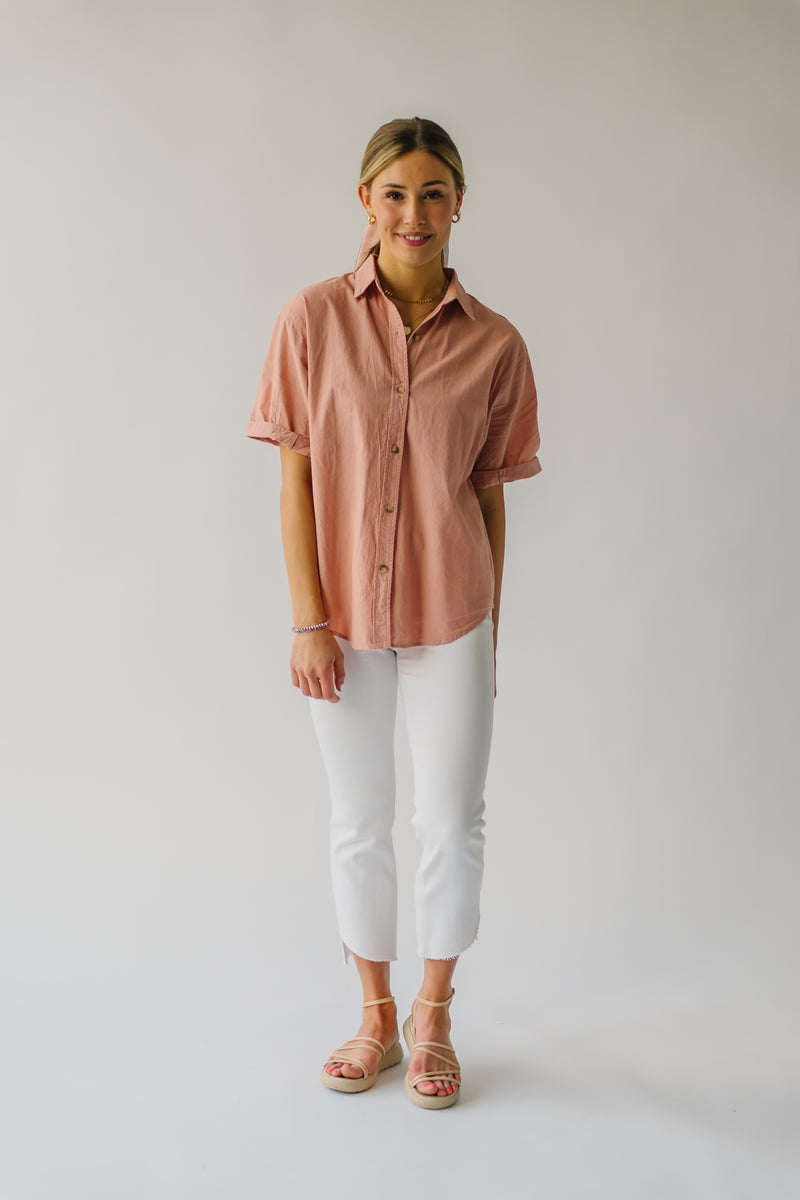 The Rosner Cuff Sleeved Button-Up Blouse in Ginger