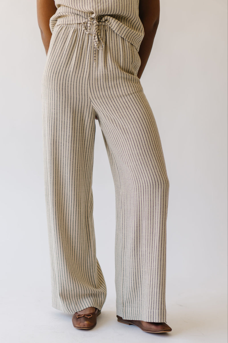 The Barnish Striped Linen Pant in Beige