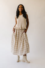 The Odelle Plaid Midi Skirt in Ivory