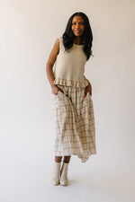 The Odelle Plaid Midi Skirt in Ivory