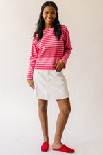 The Moore Striped Tee in Pink + Red