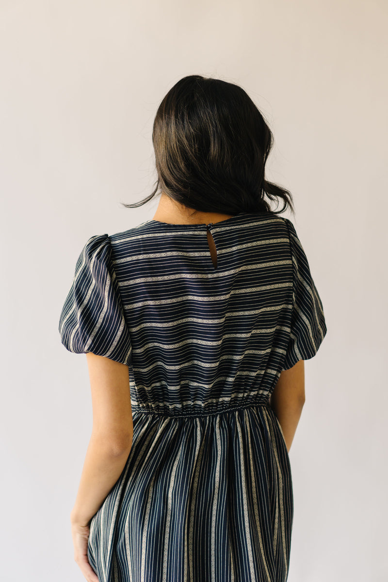 The Bustos Jacquard Striped Dress in Navy