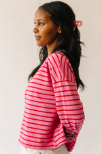 The Moore Striped Tee in Pink + Red