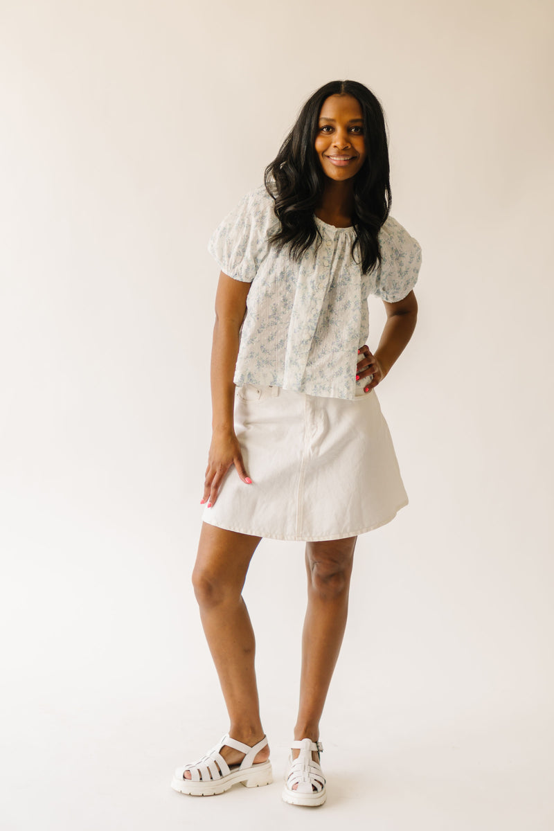 The Randall Puff Sleeve Blouse in Blue Floral