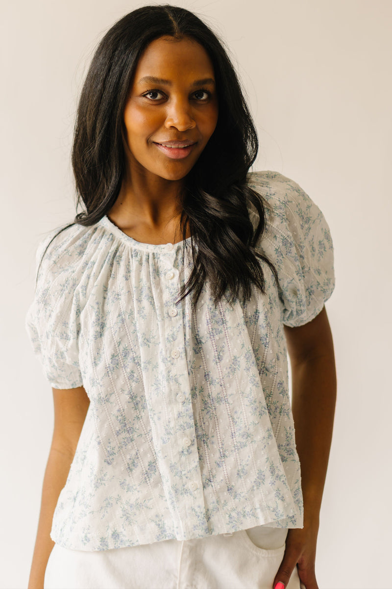 The Randall Puff Sleeve Blouse in Blue Floral