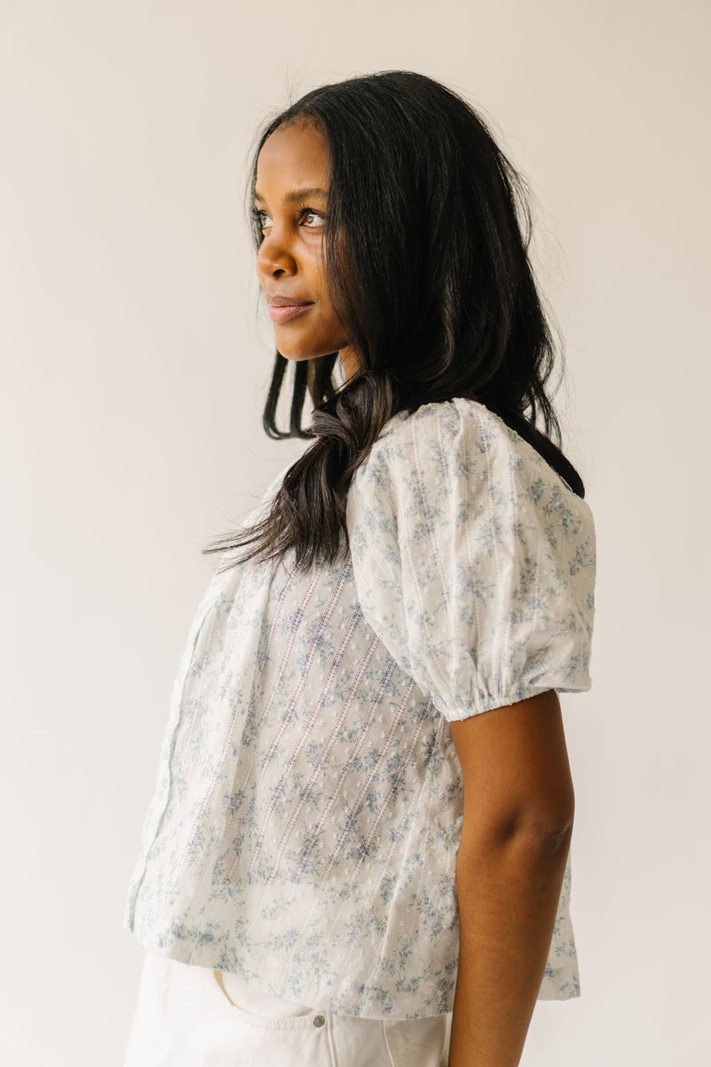 The Randall Puff Sleeve Blouse in Blue Floral