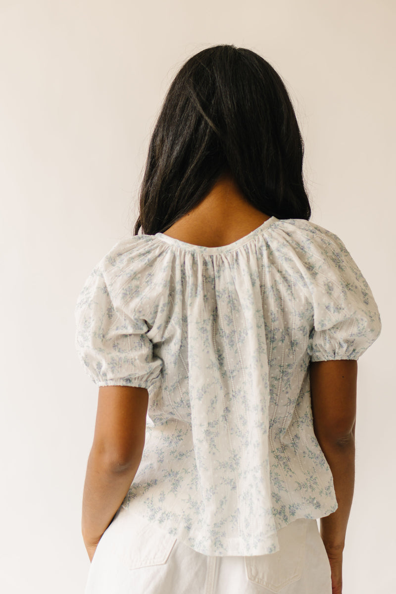 The Randall Puff Sleeve Blouse in Blue Floral