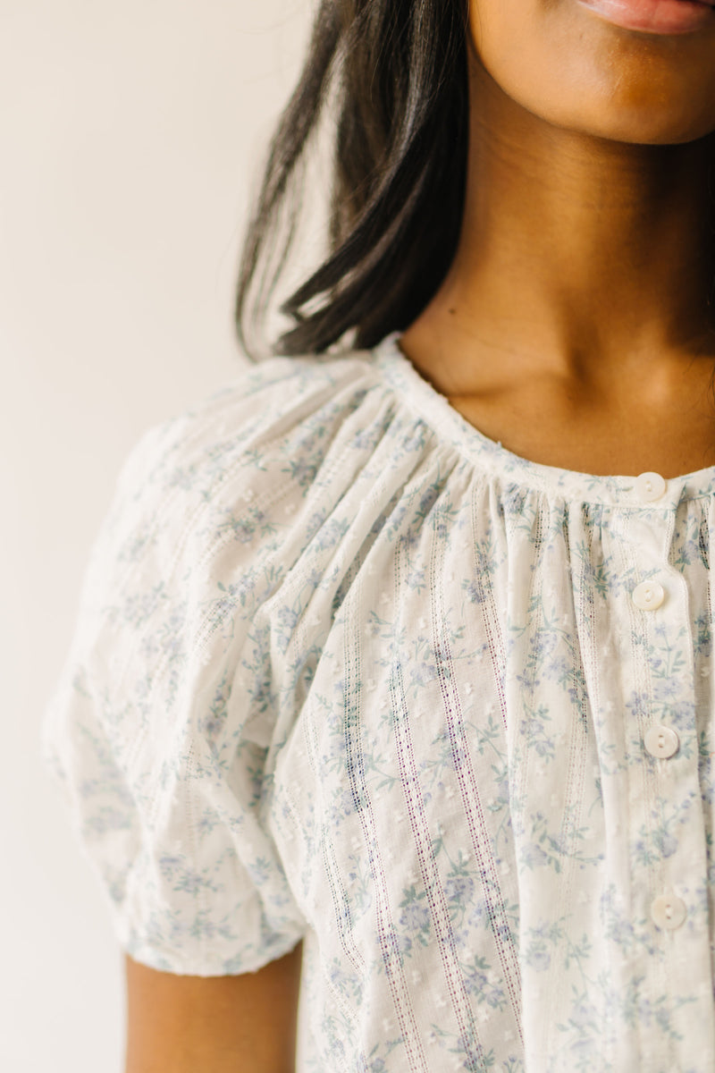 The Randall Puff Sleeve Blouse in Blue Floral