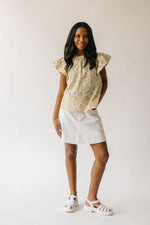 The Rusty Floral Ruffle Sleeve Blouse in Dijon + Natural