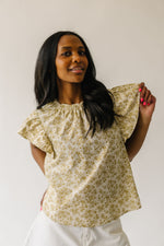 The Rusty Floral Ruffle Sleeve Blouse in Dijon + Natural