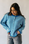 The Riggs Button-Down Sweater in Ivory + Blue Mini Stripe